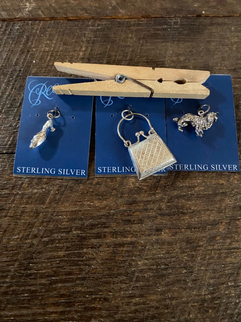 Sterling Silver Charm Set - Silver Purse, Dog & Shoe Charms - Picture 6 of 6